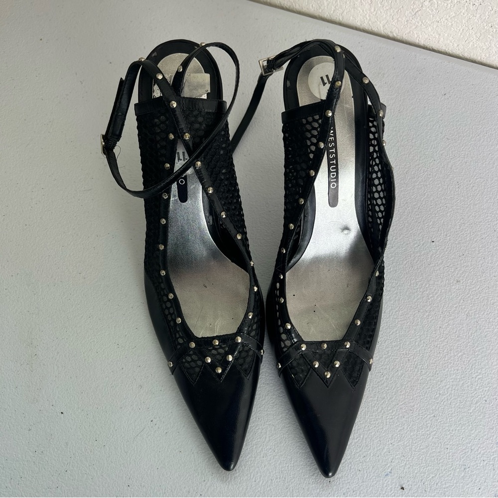 Nine West black silver high heels with ankle strap size 11 - Picture 5 of 6